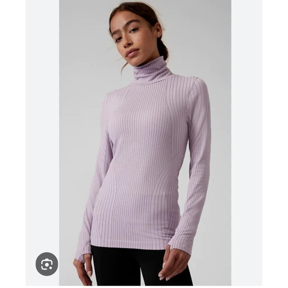 Athleta Purple Flurry Endeavor Longsleeve Turtleneck Top Size Small - Picture 1 of 9